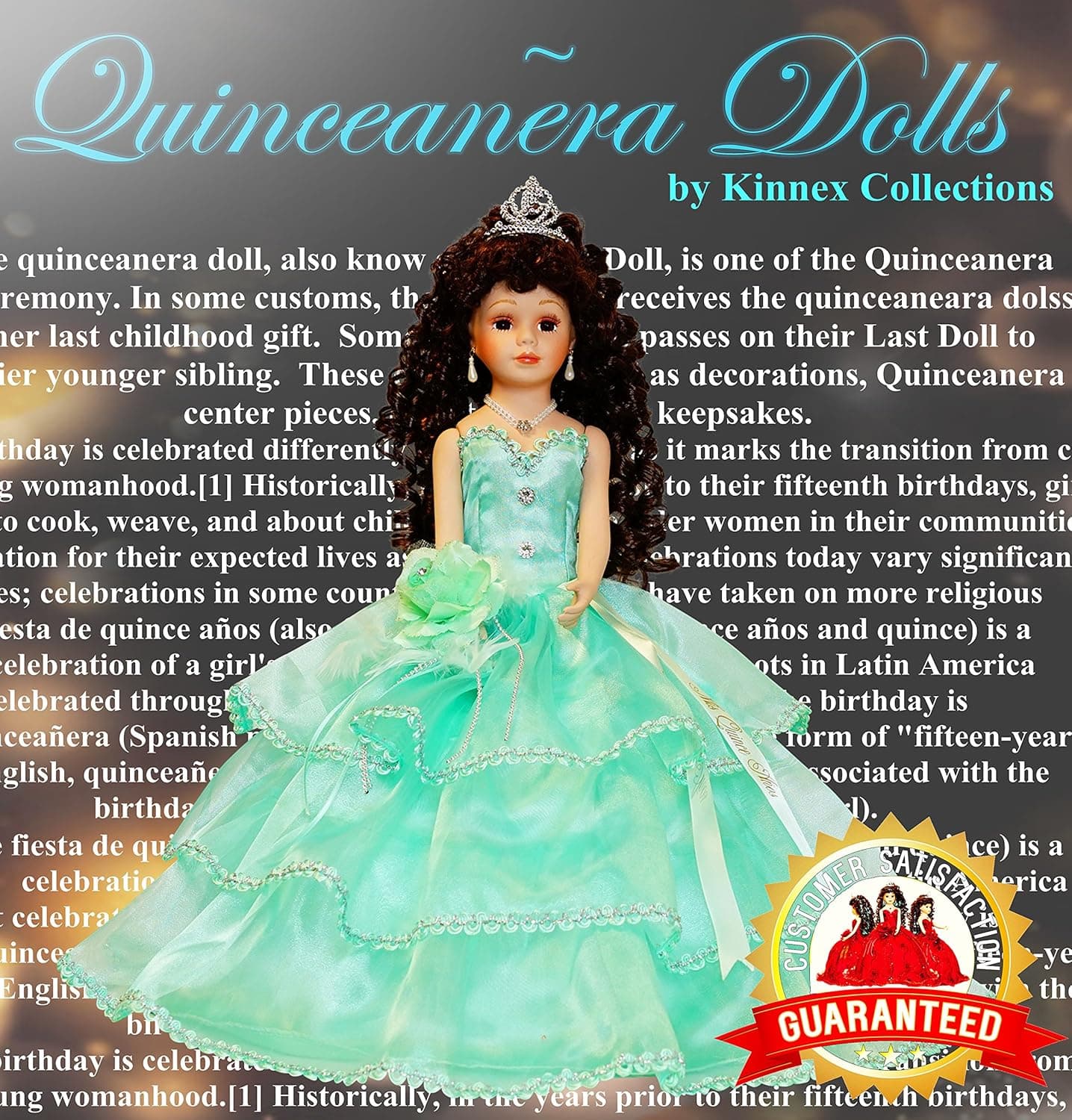 Kinnex Collections by Amanda 18" Porcelain Quinceanera Umbrella Doll (Quince Anos)~ KB18724~ (Mint)