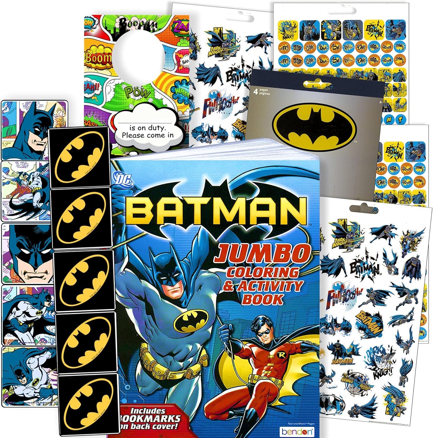Batman Stickers Activity Set - Bundle Includes Batman Sticker Pad, Batman Reward Stickers, Batman Coloring Book, and 2-sided Superhero Door Hanger