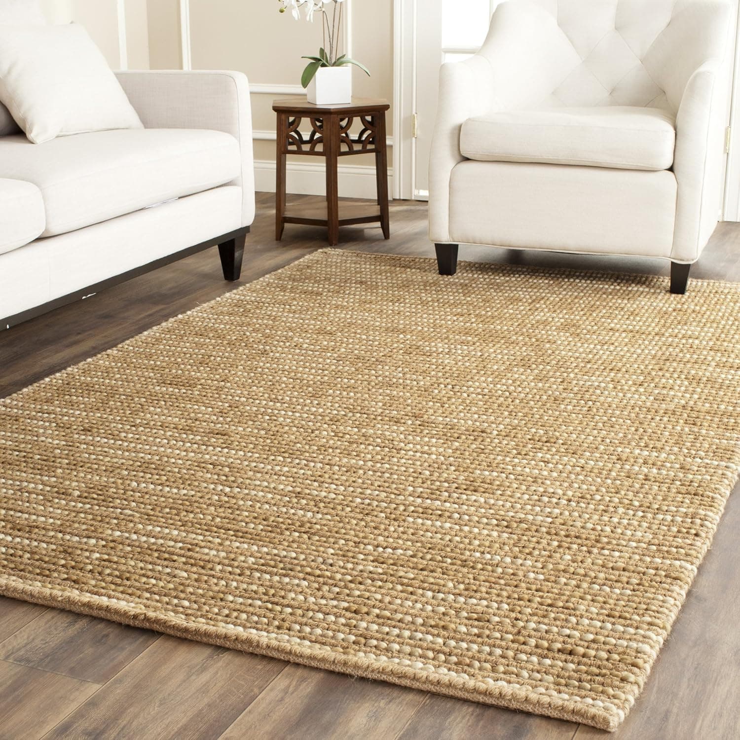 SAFAVIEH Bohemian Collection 4' x 4' Square Beige / Multi BOH525F Handmade New Zealand Wool & Jute Area Rug