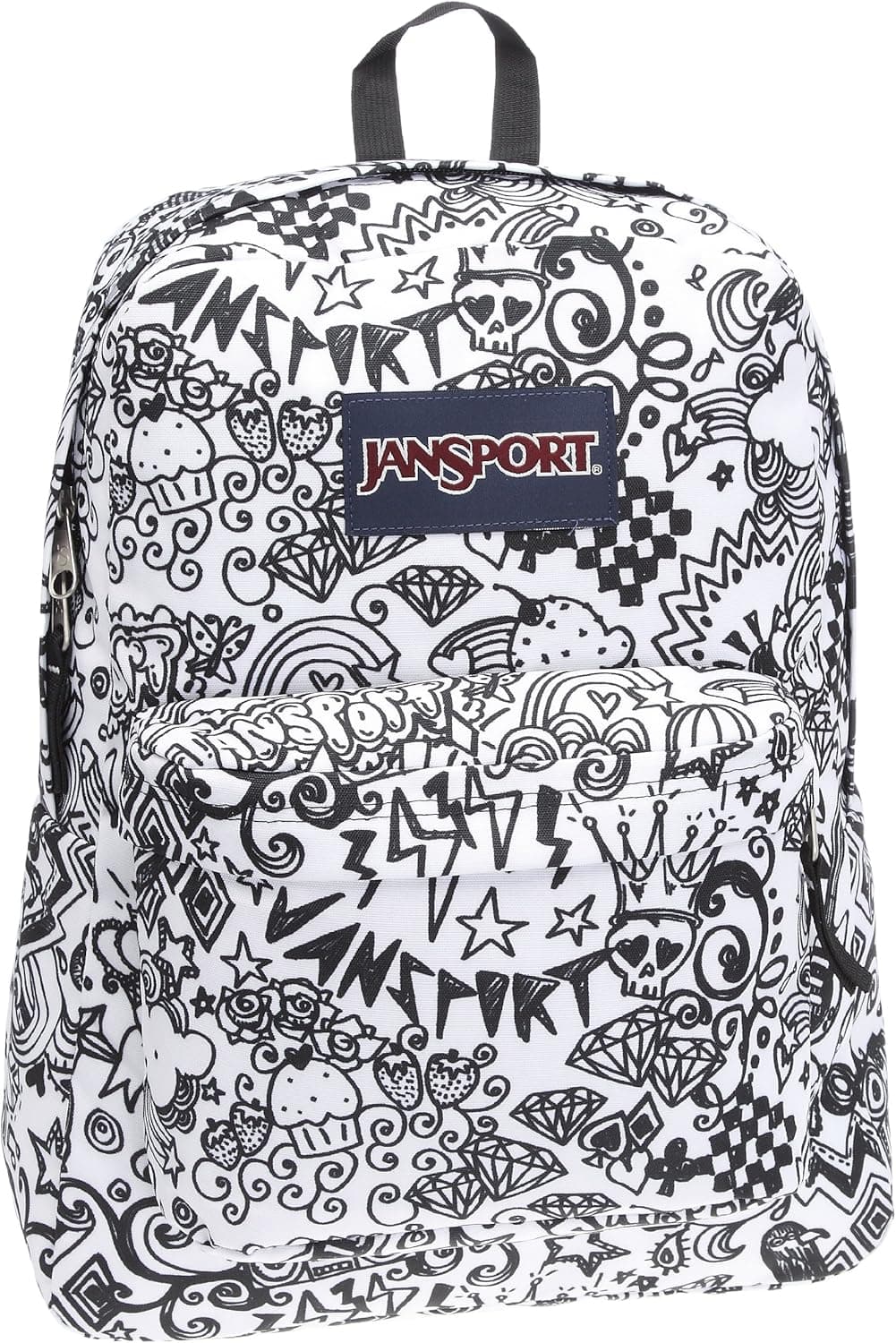 JanSport Classic SuperBreak Backpack, Black/White Doodle