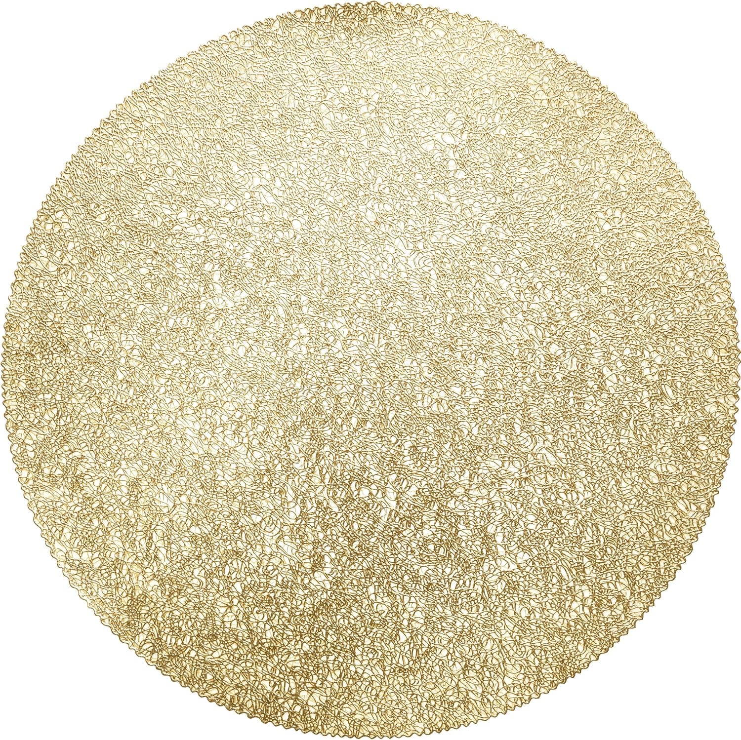 " OCCASIONS " 10 Pieces Pack Pressed Vinyl Metallic Placemat/Wedding Accent Centerpiece Placemat (Round-Glam Gold)