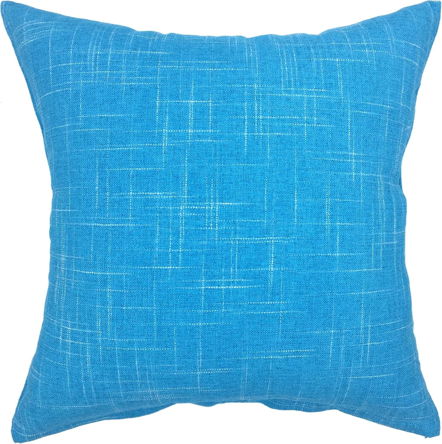 YOUR SMILE Pure Blue Square Decorative Throw Pillows Case Cushion Covers Shell Cotton Linen Blend 18 X 18 Inches
