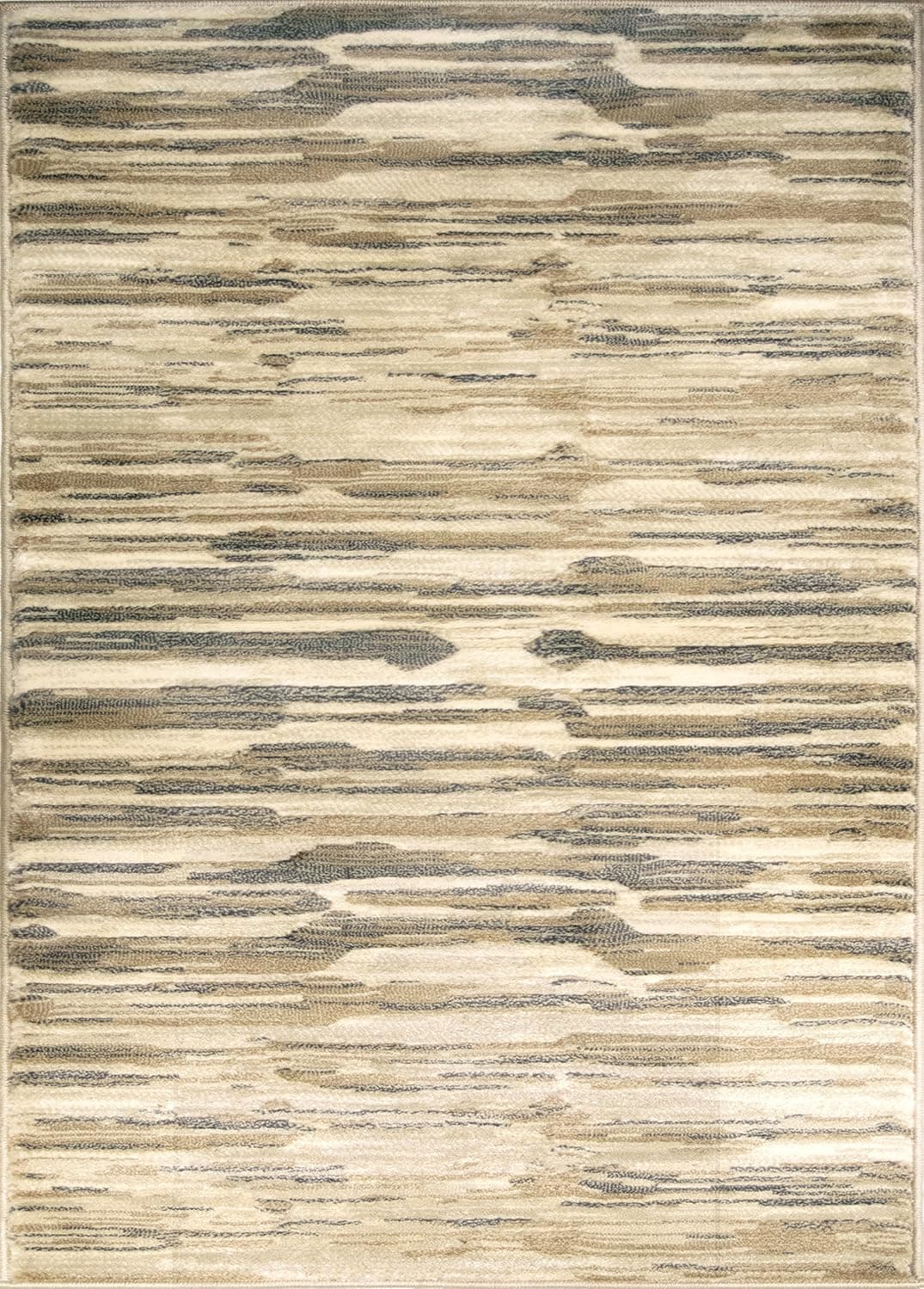 ADGO Hudson Collection Modern Geometric Striped Medallion Triangle Soft Pile Contemporary Carpet Thick Plush Stain Fade Resistant Easy Clean Bedroom Living Dining Room Floor Rug, Beige, 8' x 10'