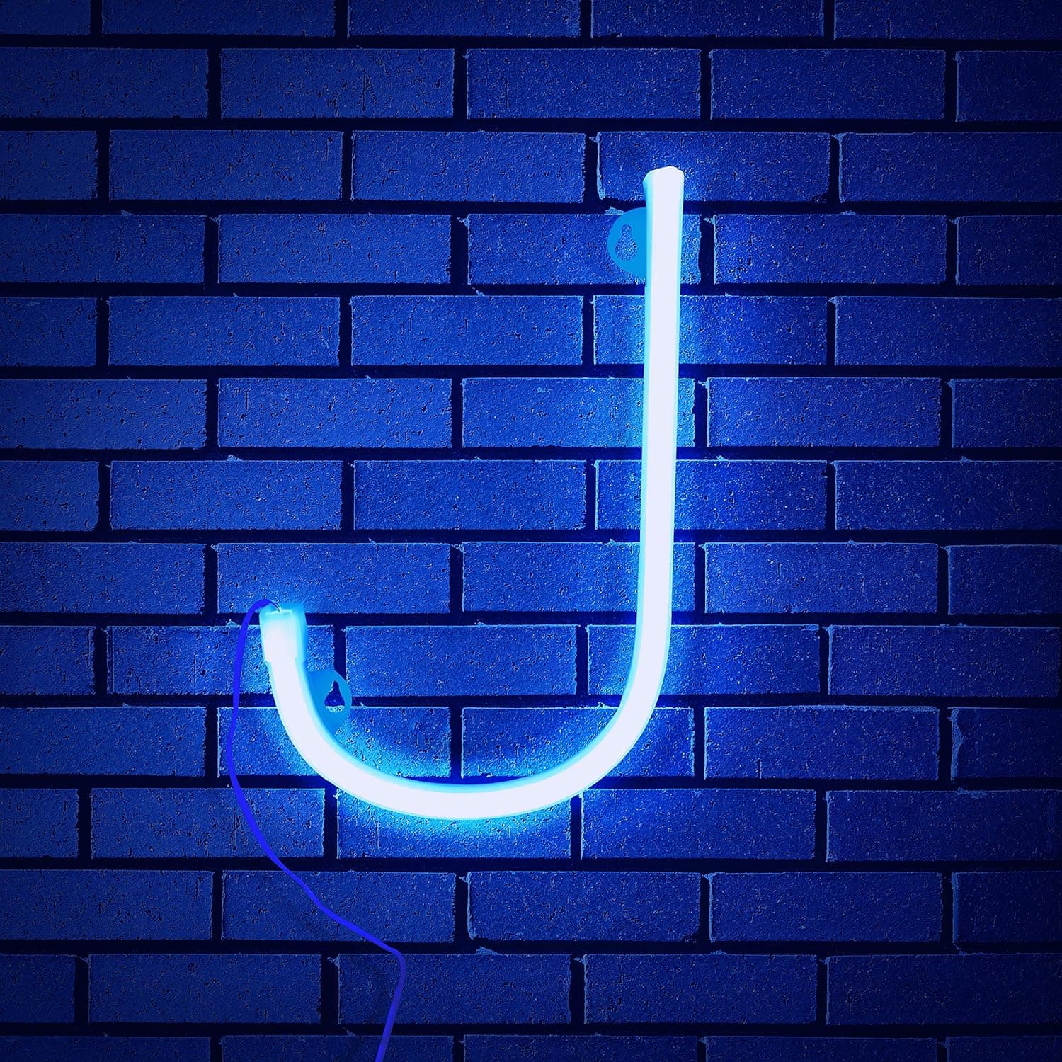 Light Up LED Neon Letters Sign Wall Decorative Neon Lights Warm White Pink Blue Alphabet Marquee Letter A to Z & 0 to 9 (Blue) (J)