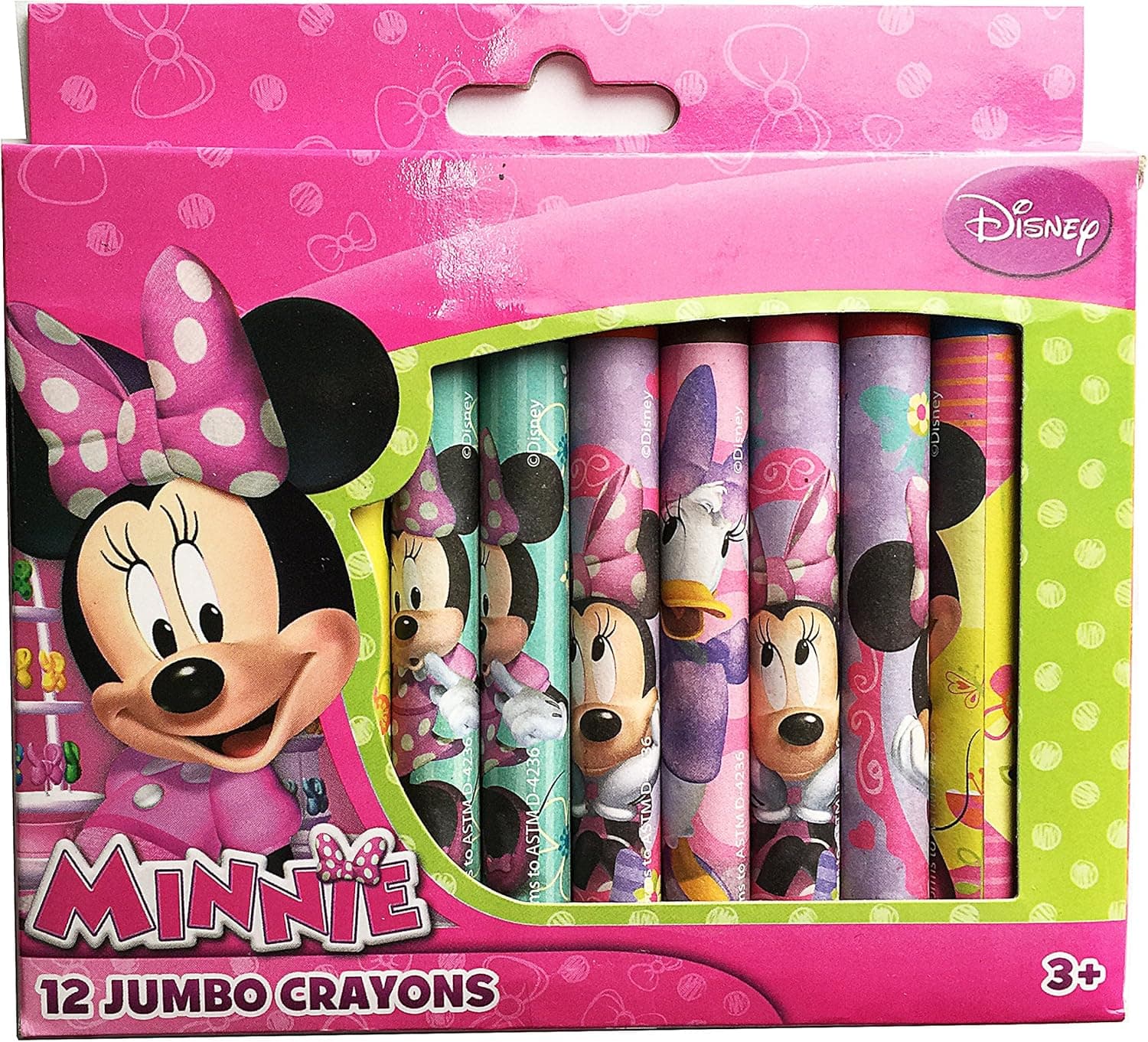 Disney Minnie Mouse 12 Jumbo Crayons for Toddler and Kids (Disney Coloring Supplies)