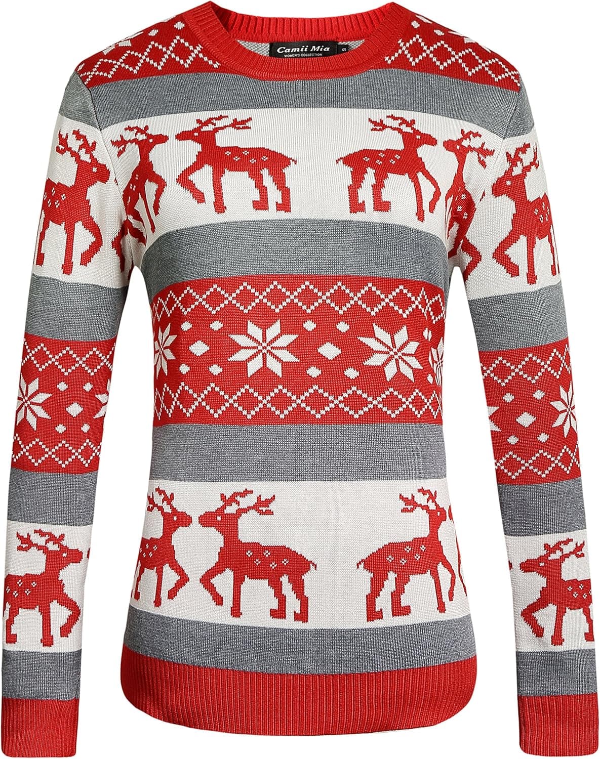 Camii Mia-Ugly-Christmas-Sweater-for-Women-Holiday Funny Sweaters Pullover Crew Neck