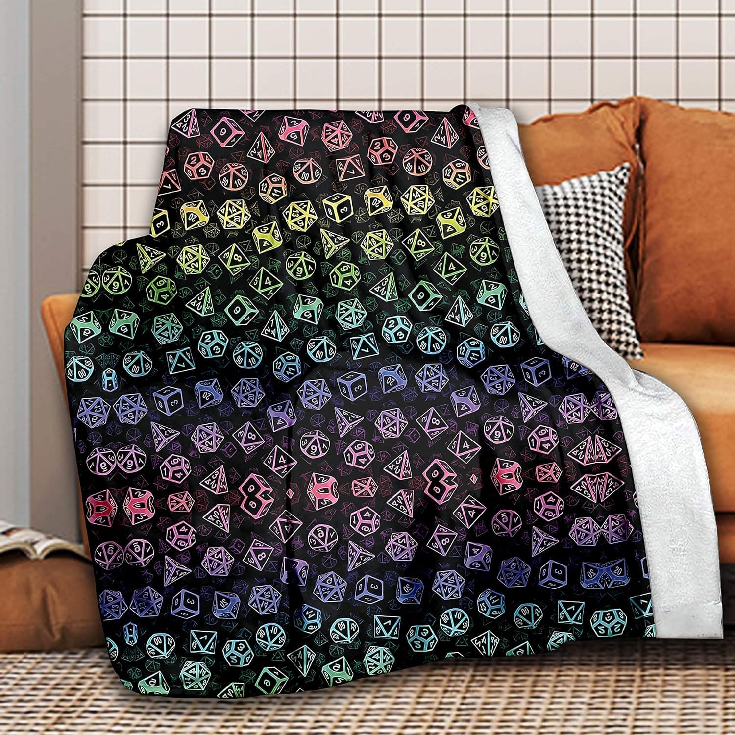 Korlav Dungeons Dragons D20 Dice Throw Blanket,Flannel Blanket Fur Blanket Novelty Bedding