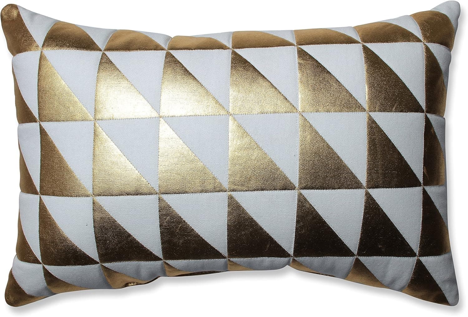 Pillow Perfect Glamour Triangle Gold-White Rectangular Throw Pillow