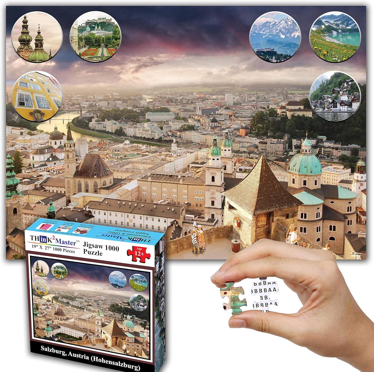 Think2Master Salzburg, Austria 1000 Pieces Jigsaw Puzzle. (for Teens & Adults) Finished Puzzle Size of This European Travel Destination is 26.8” X 18.9”