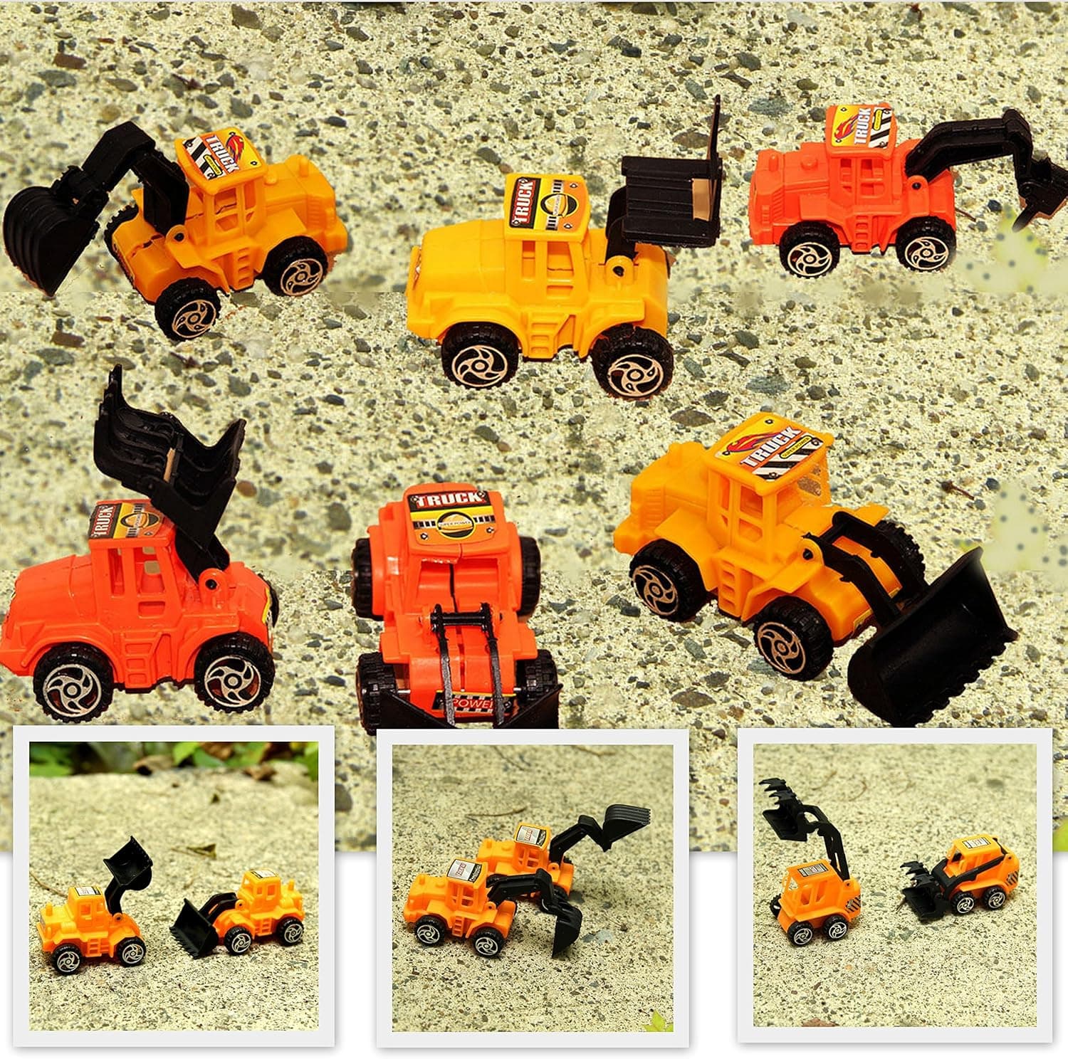 12 Pack Construction Vehicles Pull Back Style -Play Vehicles - Push and Play Engineering Trucks - Assorted Construction Designs