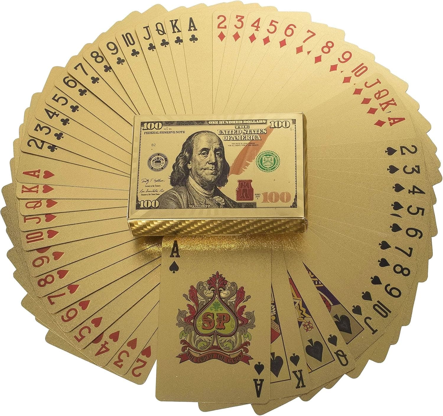 ATB Playing Cards 24K Gold FOIL Newest 100.00 Bill Benjamin Franklin