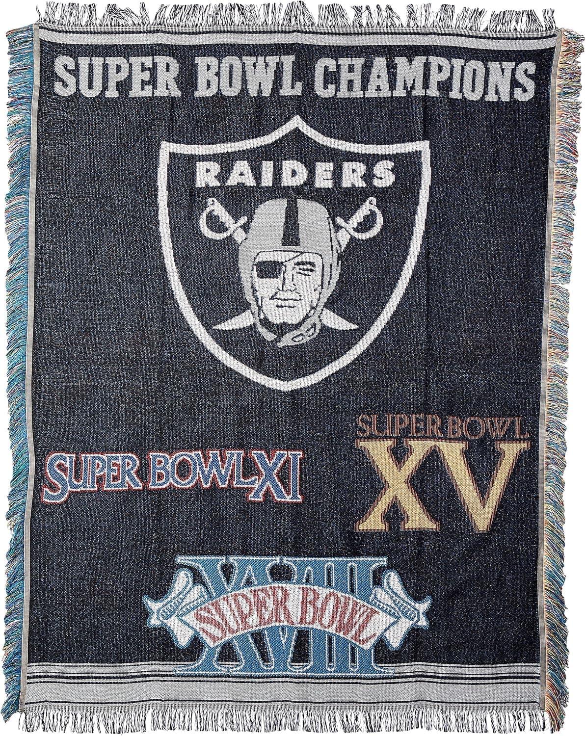 Northwest NFL Las Vegas Raiders Unisex-Adult Woven Tapestry Throw Blanket, 48" x 60", Commemorative