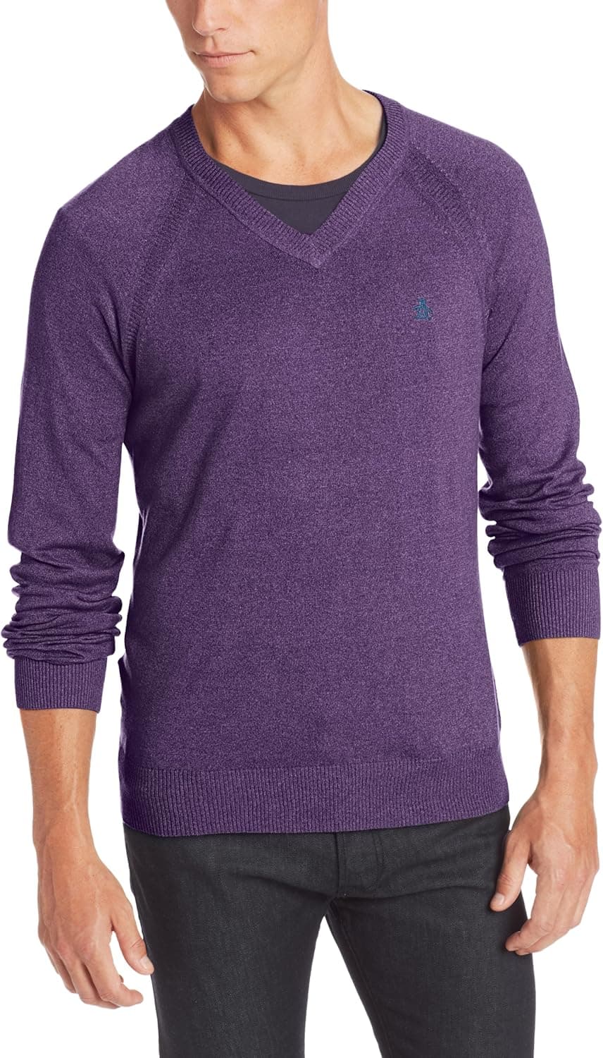Original Penguin Men's Long Sleeve Saddle Sweater