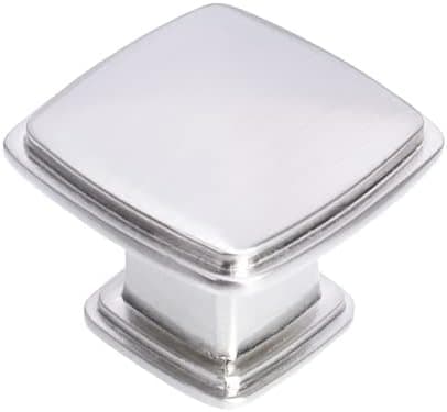 1-1/4 in. Satin Nickel Traditional Square Cabinet Knob (25-Pack)