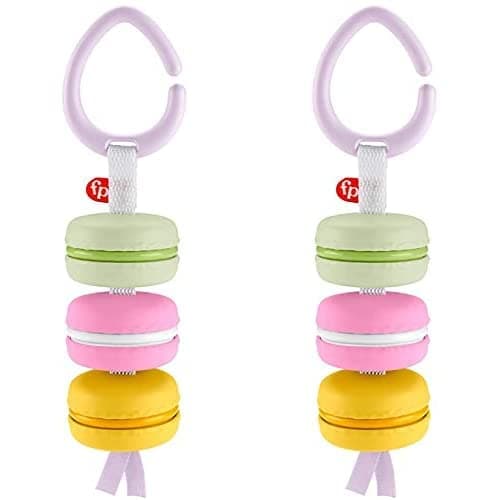 Fisher-Price My First Macaron Pretend Food TakeAlong Baby Rattle Activity Toy, Multicolor (Pack of 2)