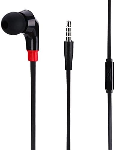 Premium Mono Headset Flat Wired Single Earphone Earbud Mic for iPhone 6 6S Plus, 5S 5C SE - Samsung Galaxy S8, S8+, S7, S6, Edge, Edge+, S5, S4, S3, Active, Note 5 4 3 2 - LG G3 G4 G6 V20