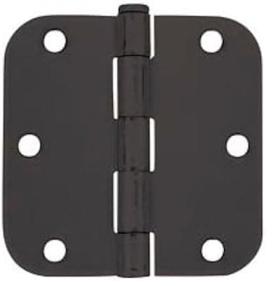 18 Pack - Cosmas Flat Black Door Hinge 3.5" Inch x 3.5" Inch with 5/8" Inch Radius Corners - 37564