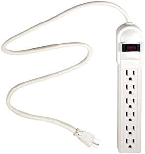 ALEKO S25H 6 Outlet Power Strip UL Certified 3 Foot Cord White