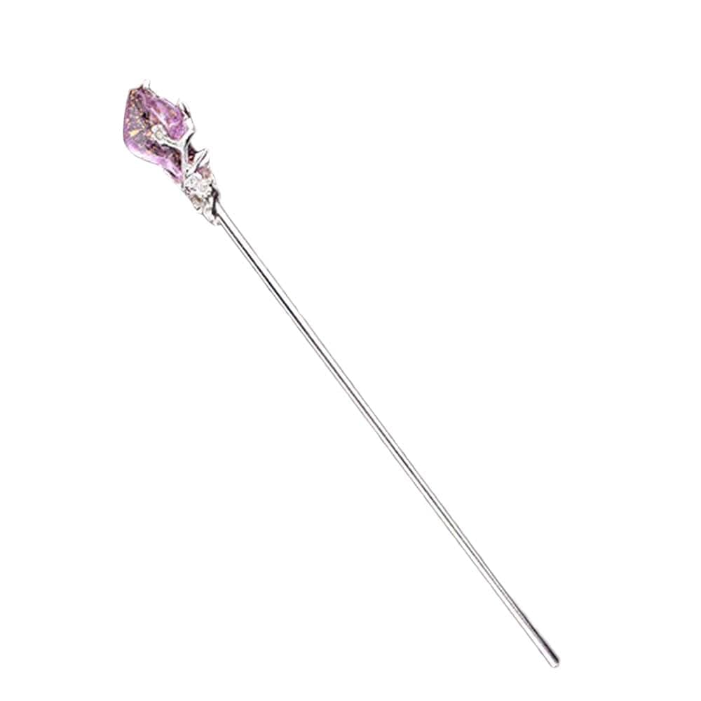 XIAOYAOJING Hanfu Hair Pins, Classic Vintage Hair Sticks for Buns, Women Long Hair Chopstick Accessories(silver&purple)