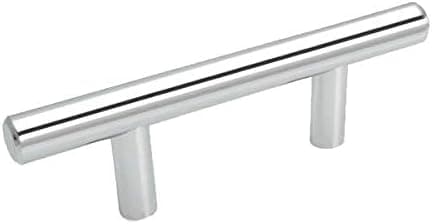 Cosmas 10 Pack 305-2.5CH Polished Chrome Cabinet Hardware Euro Style Bar Handle Pull - 2-1/2" Hole Centers, 4-7/8" Overall Length