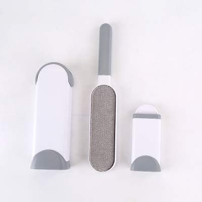 Pet Hair Remover Brush - Eco-Friendly Dog and Cat Hair Remover, Small and Large Lint Brush w/ Self Cleaning Base-Fur & Lint Remover Brush Set - Re-Usable for Travel, Furniture, Clothing, Fabric (Gray)