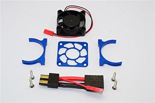 Aluminum Motor Heatsink With Cooling Fan For Traxxas Slash 4x4 LCG (68086-21) / TRX-4 Trail Crawler (82056-4) / 4-Tec 3.0 C8 (93054-4) - 1 Set Blue