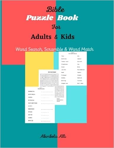 Bible Puzzle Book: For Adult and Kids: Word Seach, Scramble and Word Match. Large Print