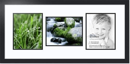 ArtToFrames Double-Multimat-117-61/89-FRBW26079 Collage Photo Frame Double Mat with 3-8x10 Openings and Satin Black Frame, Super White, 3-8x10