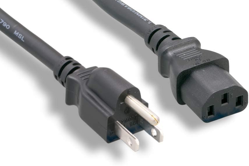 Cablelera 12' Shielded North American Power Cord, 5-15P to IEC60320 C13, SVT, Black (ZADA13PC-12)