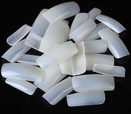 LASSUM 100PCS False Nails Acrylic Style Artificial Nail Tips Full Cover Acrylic False Nails,10 Sizes (Natural)