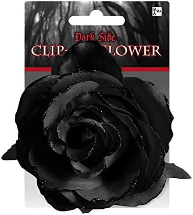Amscan 390971 Gothic Rose Flower Hair Accessory Clip, Black, 4"