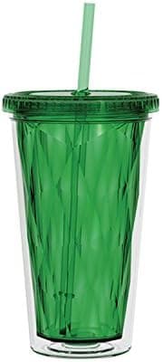 Gemstone Chiseled Double Wall 16oz. -Hot Cold- Acrylic Tumbler - Apple
