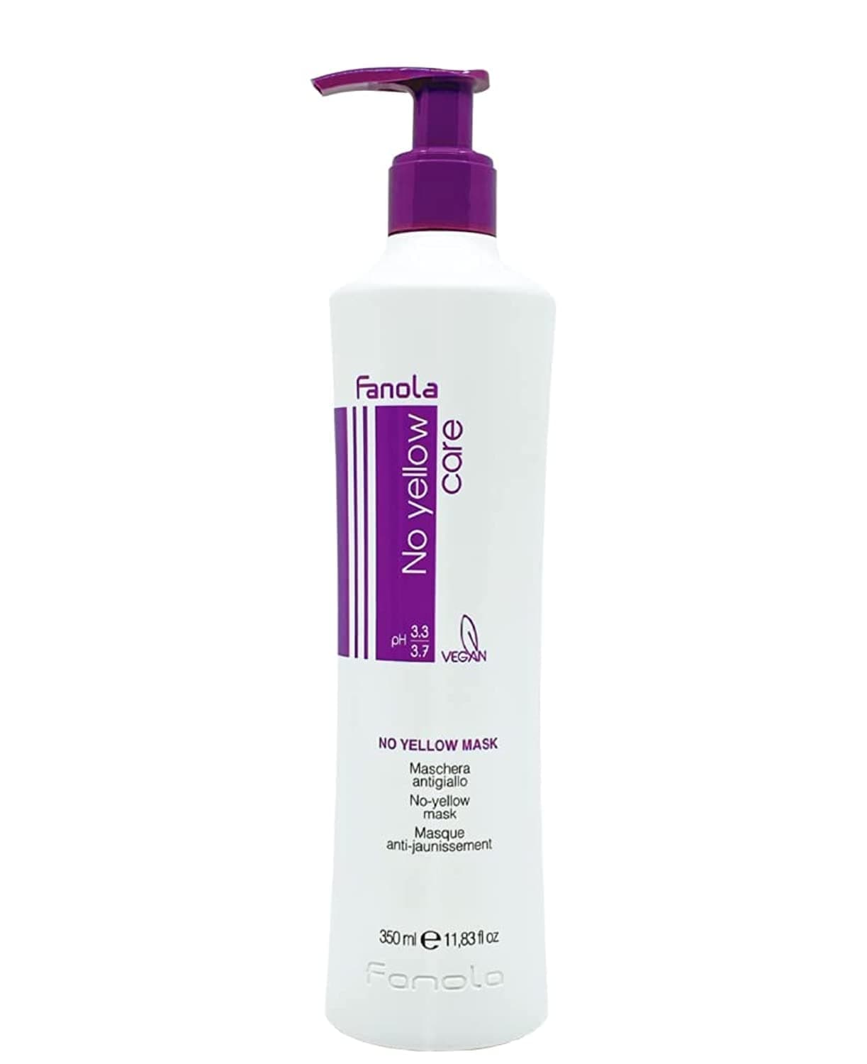 Fanola No Yellow Mask 11.8 oz - Anti Brass Color Depositing Purple Mask - Hair Toner for Blonde, Silver, Gray, and Highlighted Hair - Toning Mask to Remove Yellow Tones & Brassiness from Bleached Hair