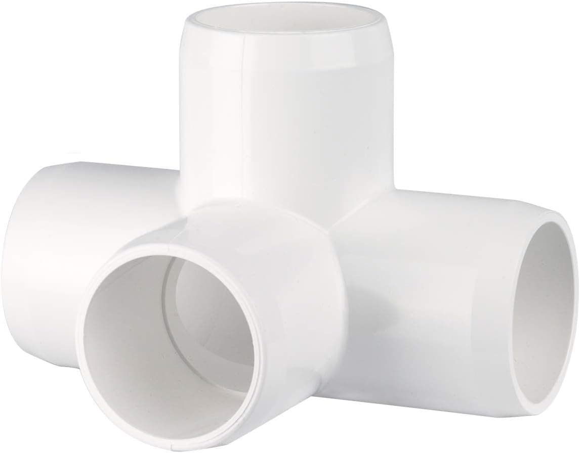 CIRCOPACK 1" PVC 4-way LT PVC Fitting Connectors Furniture Grade for 1" Schedule 40 PVC Pipes, 4-way 1 inch Ell Tee (2 pieces)