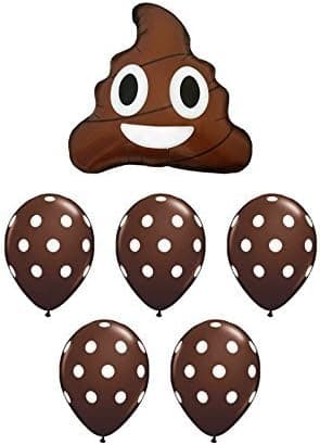 American Balloon Company Emoji Poop Balloon Bouquet with Ribbon