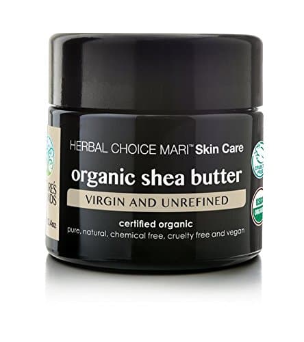 Organic Shea Butter by Herbal Choice Mari (3.4 Fl Oz Glass Jar) - No Toxic Chemicals - TSA-Approved Travel Size