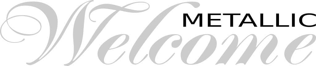 Front door welcome 19 inches Silver vinyl wall decal