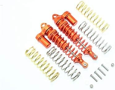 GPM for TRAXXAS-1/10 RUSTLER 4X4 VXL-67076-4 Aluminum Rear Adjustable L-Shape Piggy Back Shocks 102MM -14PC Set (Orange)