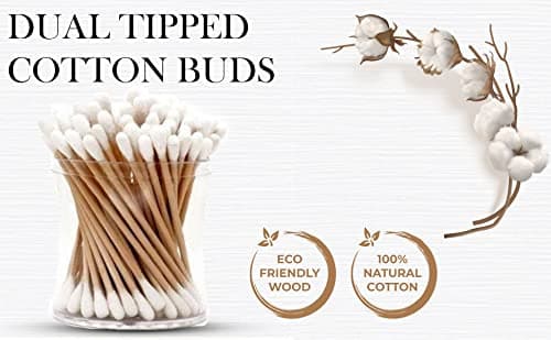 AEJESOP 500 Pcs 3" Wooden Cotton Swabs Double-Tipped, Eye Ears Eyeshadow Brush & Remover Tool, Cotton buds for Cleaning,Craft,Painting & wound care