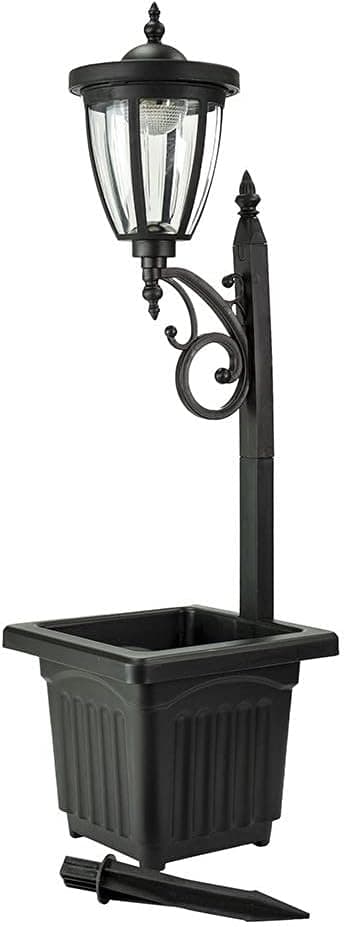 Sun-Ray Kambria Multi Function Solar Lamp Post and Planter, Wall Mount, Stake Light/ONE Pack - Black