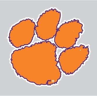 Clemson Tigers Purple Outlined TIGER PAW Logo 4" Vinyl Decal Car Truck Clemson Sticker
