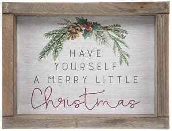 Have Yourself a Merry Little Christmas Famhouse Style Wood Tabletop Sign, Freestanding Christmas Decorations, 8"W x 6"H