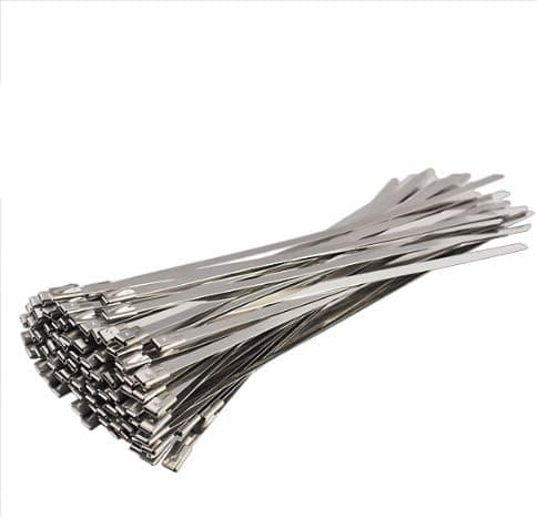 100pcs Stainless Steel Exhaust Wrap Coated Locking Cable Zip Ties 4.6200mm
