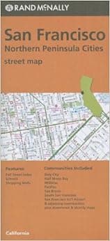San Francisco, northern peninsula cities street map, CA Rand McNally (Orange Cover)