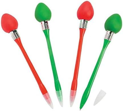 Blinking Christmas Bulb Pens - Pack of 18 Stocking stuffer Holiday party favors