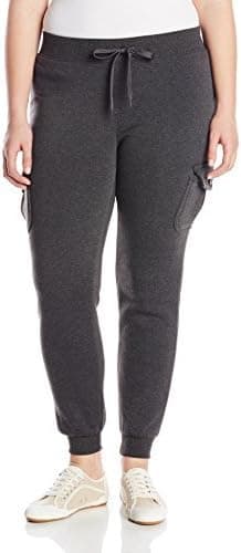 Southpole Juniors Plus-Size Basic Fleece Jogger Pants with Cargo Pockets