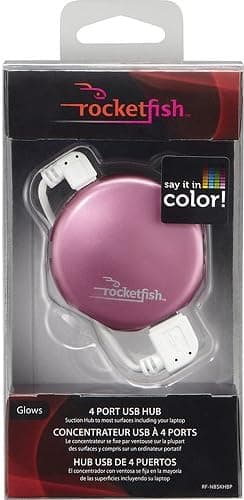 Rocketfish - 4-Port USB 2.0 Hub - Metal Pink