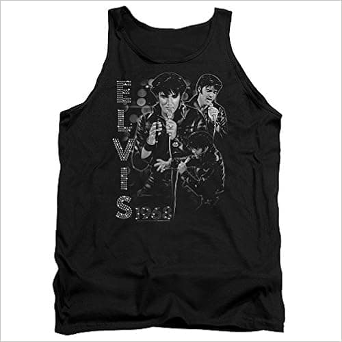 Elvis Presley The King Rock Leathered Adult Tank Top Shirt Black
