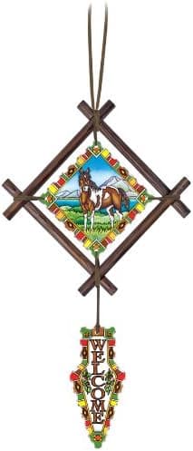 Amia 6038 Welcome with Horse Design Hand-Painted Glass Wood Frame, 9-3/4-Inch by 18-Inch