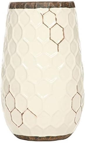 Hosley Ceramic Honeycomb Vase 9.5 Inch High is Ideal as a Gift or Decor for a Home Spa Natural Organic Setting or Perfect for Floral Arrangements O9